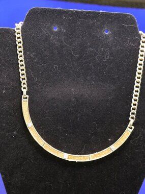 Limited Gold Tone Collar Necklace w/Textured "Diamond Dust" Finish & Rhinestones